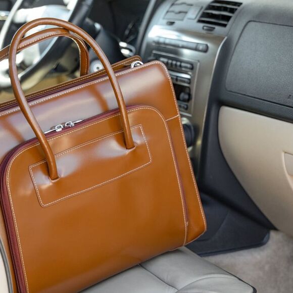 Mcklein Lake Forest Ladies Leather Laptop Brief Case Removable - Black bag - Picture 4 of 15